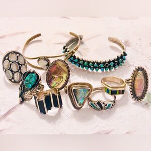 10pc Vintage Navajo Zuni NA Southwestern Jewelry Bulk Lot